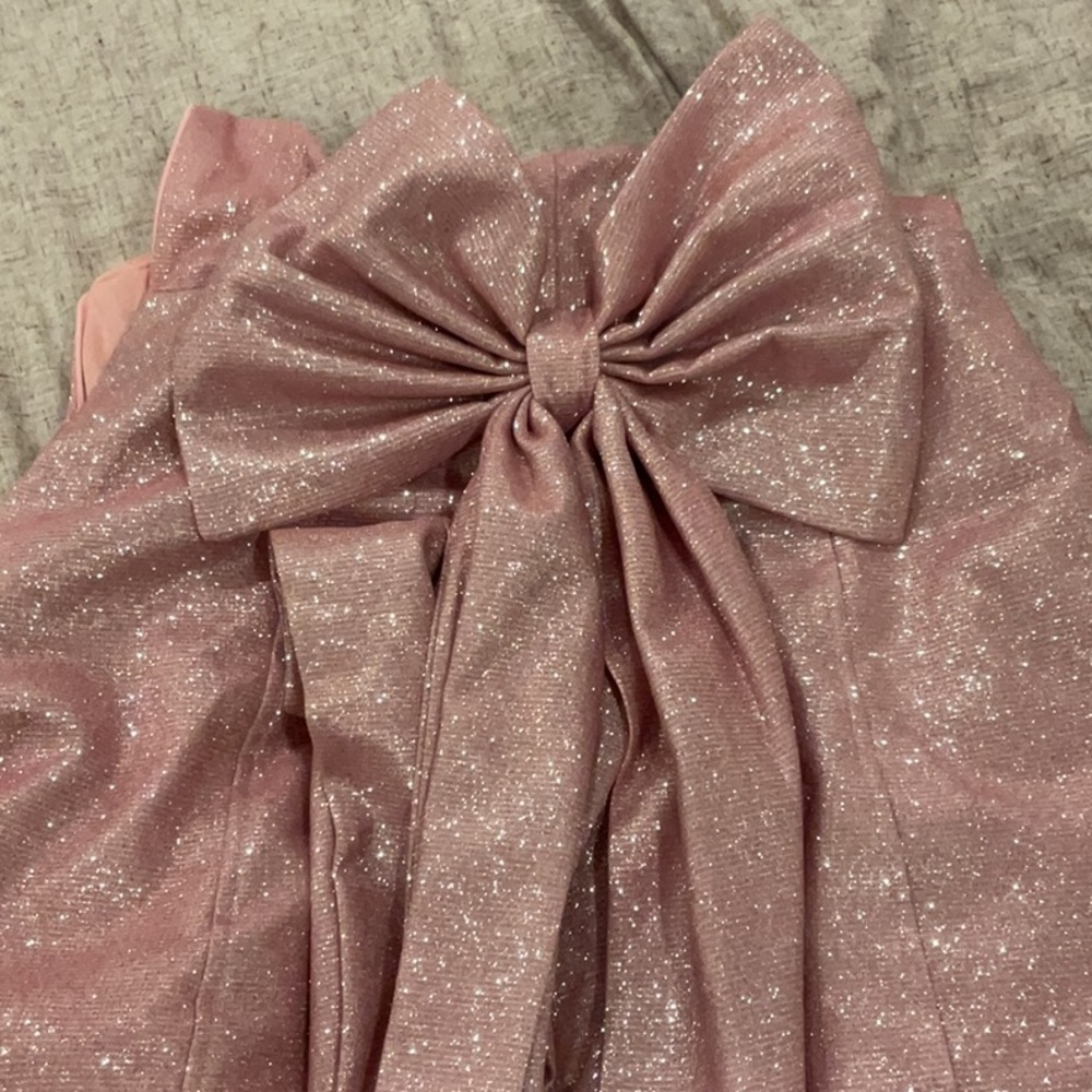 Sparkling Pink Womens Dress with Bow